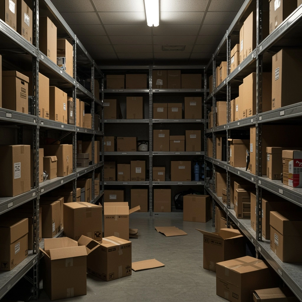 disorganized boxes of records