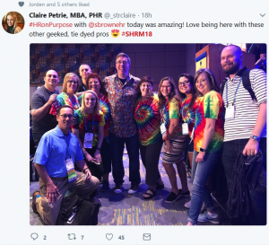 @_strclaire #SHRM18 post with Steve Browne, SHRM Conference Bloggers, and other participants