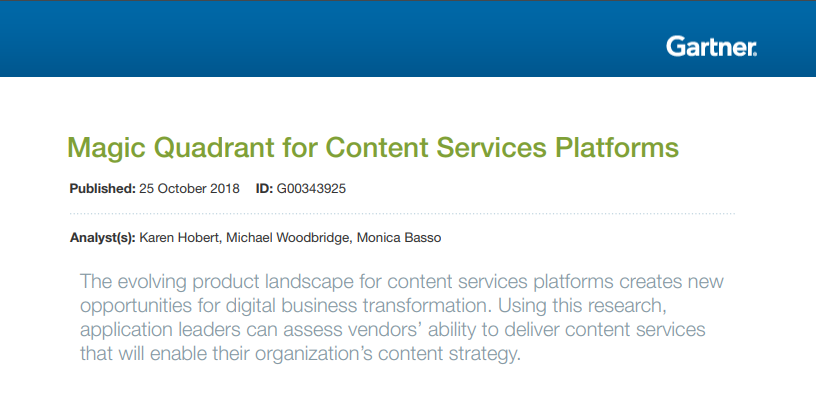 GRM Information Management Recognized in Gartner Magic Quadrant for Content Services Platforms