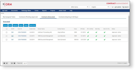 contract-management-software A screenshot of GRM's Contract Management Software.